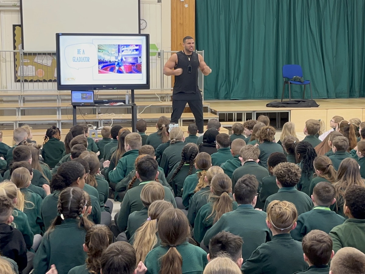 Gladiator Steel giving a talk at Gusford Primary School